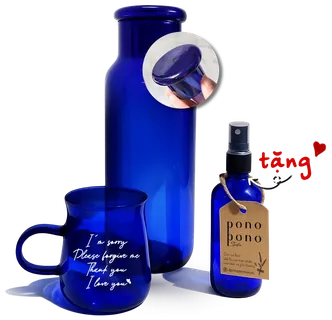 Combo Bình 1L Thuỷ Tinh + Ly + Tặng Chai Xịt